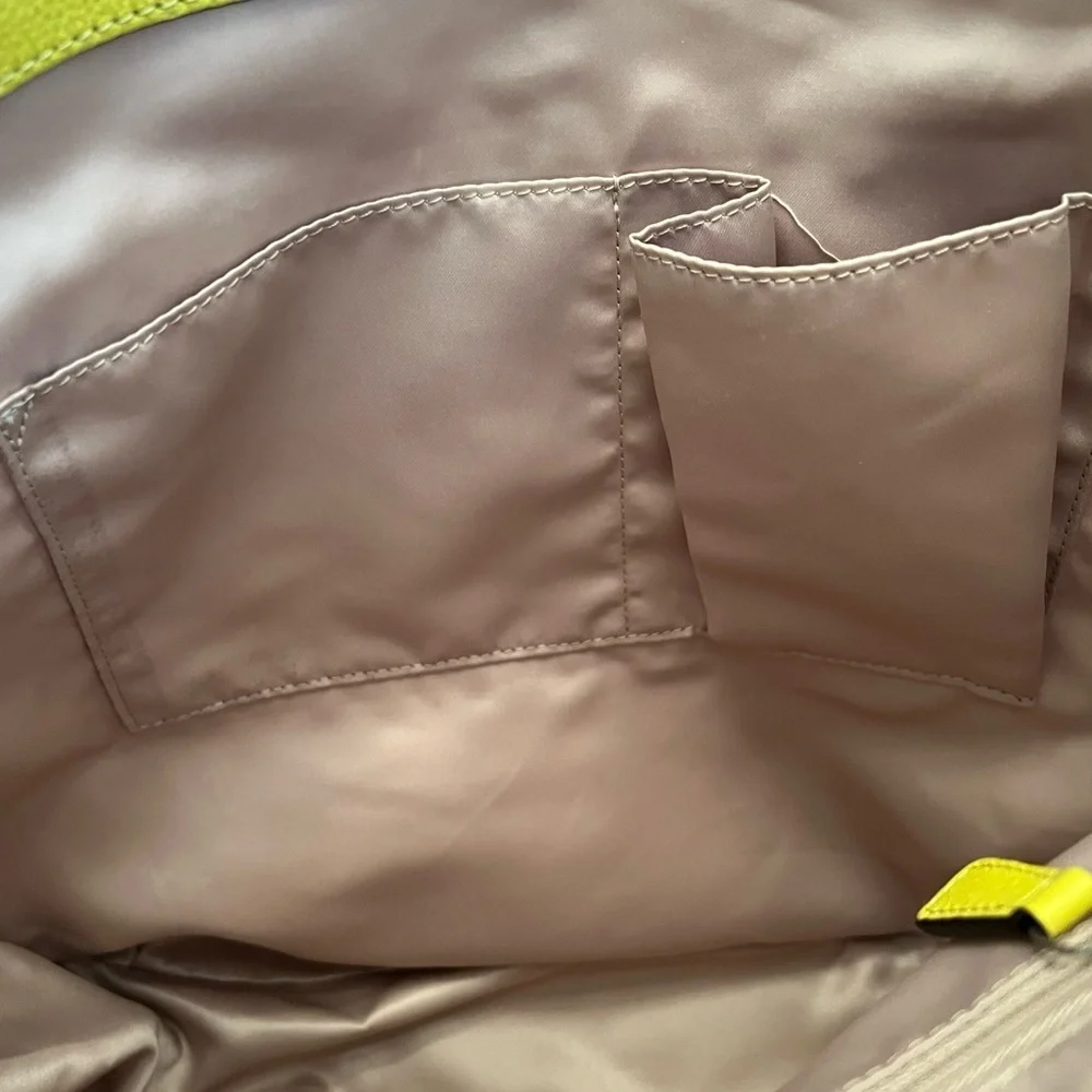 Coach Avery Hobo F28911 Natural & Chartreuse Canvas Leather Shoulder Bag